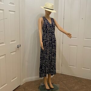 Serendipity Maui Size 4 Blue Gold Short Sleeve Button Front Maxi Woman’s Dress